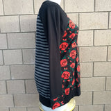 Sz 18/20 Woman's Black and Red Floral Raglan Top