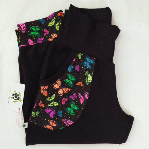 RTS** Size 14  Woman's Black 3/4 Joggers With Butterfly Pockets!