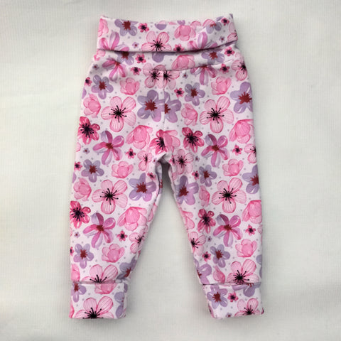 0-6 M Grow With Me Pants "Floral" SMALL