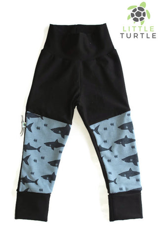 Grow With Me** Sharks LARGE 1-3 Years **  Moto Patch Pants **